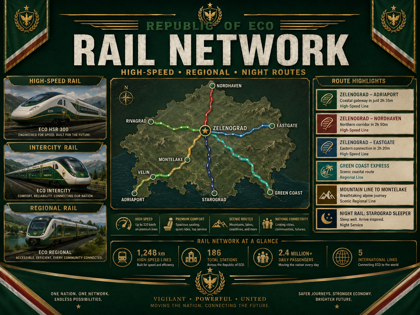 Republic of ECO rail network route map